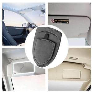 Sunglasses Leather Magnetic Clip Car Visor Holder