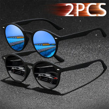 Load image into Gallery viewer, 2 Piece Fashion Vintage Men's Round Sunglasses