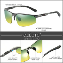 Load image into Gallery viewer, CLLOIO Photochromic  Men&#39;s Polarized Driving Chameleon Rimless Night Vision Sunglasses