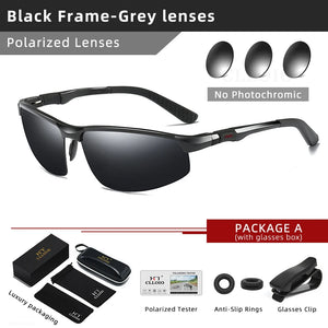 CLLOIO Photochromic Aluminum Frame Mens Polarized Driving Sunglasses