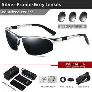 CLLOIO Photochromic Aluminum Frame Mens Polarized Driving Sunglasses