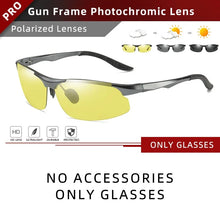 Load image into Gallery viewer, CLLOIO Aluminium Rimless Photochromic Day Night Vision Men&#39;s Anti-Glare Sunglasses