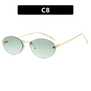 Rimless Retro Oval Cateye Women's Sunglasses