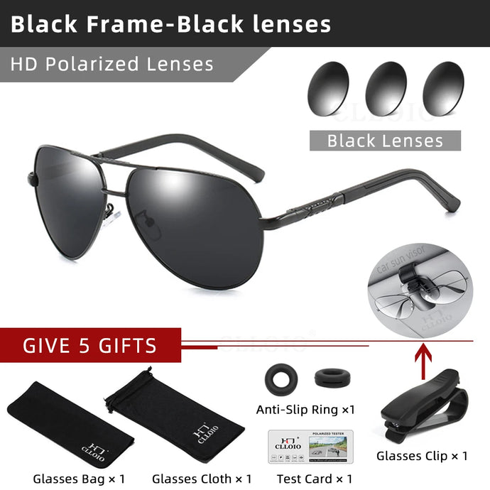 CLLOIO Men Classic Aluminum Polarized Sunglasses Women Driving Glasses Pilot Sun Glasses Brand Designer Male Vintage Sunglasses - Sunglass Associates