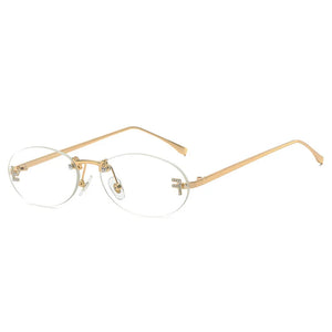 Rimless Retro Oval Cateye Women's Sunglasses