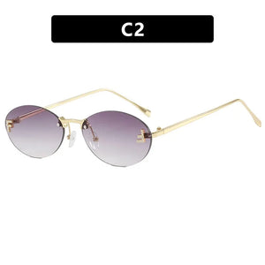 Rimless Retro Oval Cateye Women's Sunglasses