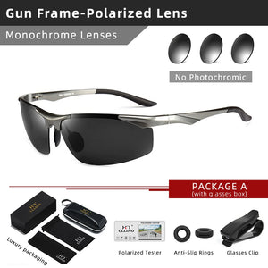 CLLOIO New Aluminum Photochromic Sunglasses Men Polarized Driving Glasses Anti-Glare Chameleon Fishing Sun Glasses UV400 Goggle - Sunglass Associates