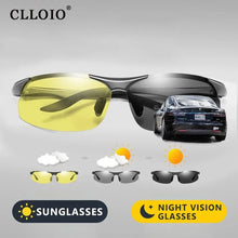 Load image into Gallery viewer, CLLOIO Aluminium Rimless Photochromic Day Night Vision Men&#39;s Anti-Glare Sunglasses
