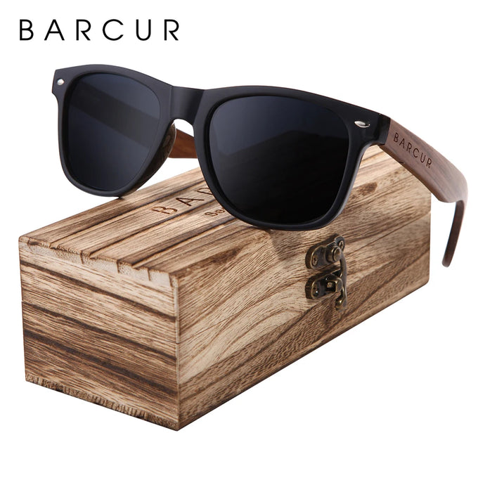 BARCUR Men's Wood Polarized Sunglasses