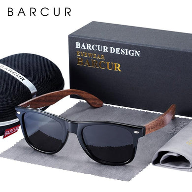 BARCUR High Quality Walnut Men's Sunglasses