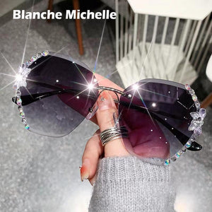 Blanche Michelle Rimless Vintage Rhinestones Women's Sunglasses