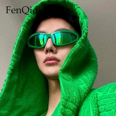 FenQiqi Oval Punk Unisex Sunglasses