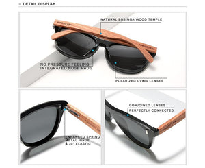 KINGSEVEN Men's Natural Bubinga Wooden Square Sunglasses - Sunglass Associates