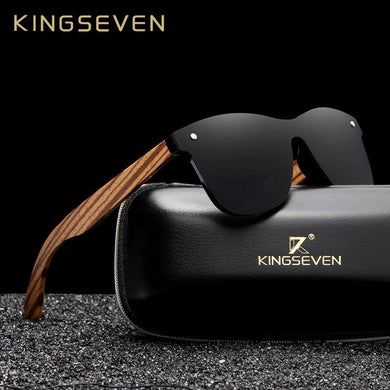 KINGSEVEN Zebra Wooden Men's Square Sunglasses - Sunglass Associates
