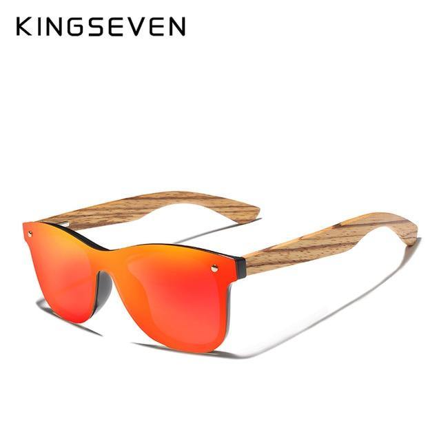 KINGSEVEN Zebra Wooden Men's Square Sunglasses - Sunglass Associates