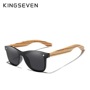 KINGSEVEN Zebra Wooden Men's Square Sunglasses - Sunglass Associates