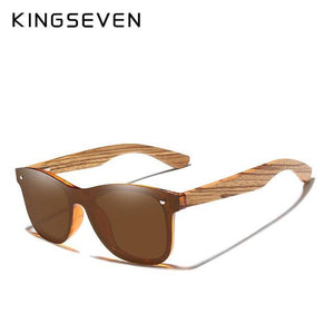 KINGSEVEN Zebra Wooden Men's Square Sunglasses - Sunglass Associates