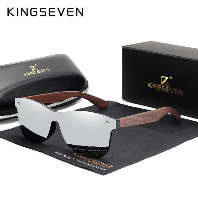 KINGSEVEN Men's Polarized Walnut Wooden Sunglasses - Sunglass Associates