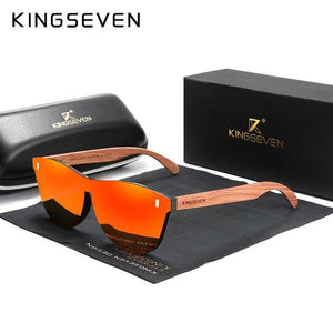 KINGSEVEN Men's Natural Bubinga Wooden Square Sunglasses - Sunglass Associates