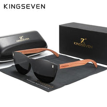Load image into Gallery viewer, KINGSEVEN Men&#39;s Natural Bubinga Wooden Square Sunglasses - Sunglass Associates