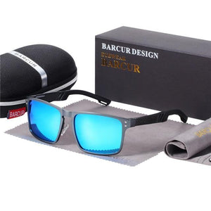 BARCUR Aluminum Magnesium Square Men's Pilot Sunglasses - Sunglass Associates