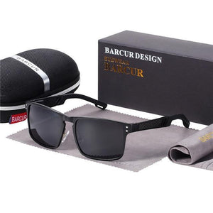 BARCUR Aluminum Magnesium Square Men's Pilot Sunglasses - Sunglass Associates