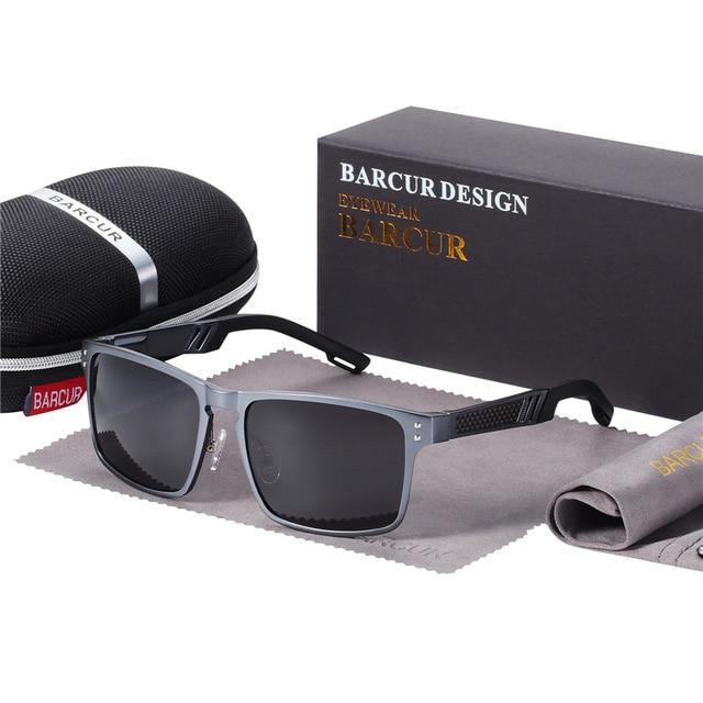 BARCUR Aluminum Magnesium Square Men's Pilot Sunglasses - Sunglass Associates