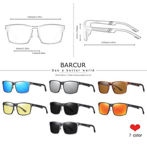 BARCUR Aluminum Magnesium Square Men's Pilot Sunglasses - Sunglass Associates