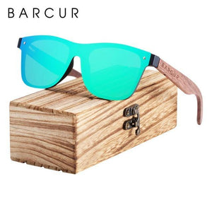 BARCUR Wood Sunglasses Natural Black Walnut Men's Sunglasses - Sunglass Associates