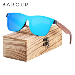 BARCUR Wood Sunglasses Natural Black Walnut Men's Sunglasses - Sunglass Associates