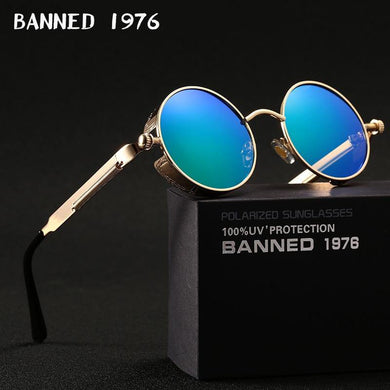 BANNED 1976 HD Polarized Round Metal Men's UV400 Sunglasses - Sunglass Associates