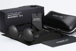 BANNED 1976 HD Polarized Round Metal Men's UV400 Sunglasses - Sunglass Associates