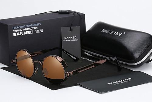 BANNED 1976 HD Polarized Round Metal Men's UV400 Sunglasses - Sunglass Associates