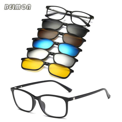 Belmon 5 Piece Clip On Magnetic Polarized Sunglasses - Sunglass Associates